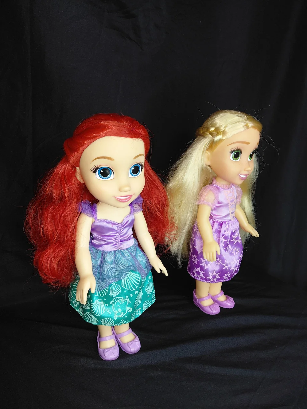 Disney Ariel Red & Rapunzel Blonde Purple Dress Dolls